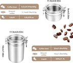 Airtight Coffee Canister, Coffee Storage Containers, Stainless Steel Kitchen Food Storage Jar for Grounds Coffee, Beans, Tea, Sugar, Flour, Cereal (Silver-1.8L*1+1.2L*2)