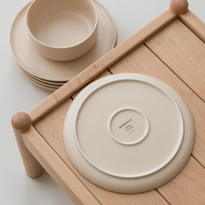 WENSHUO Dinner Plates Set of 6, Chip and Scratch Resistant (Oat Beige, 8.5 Inch)