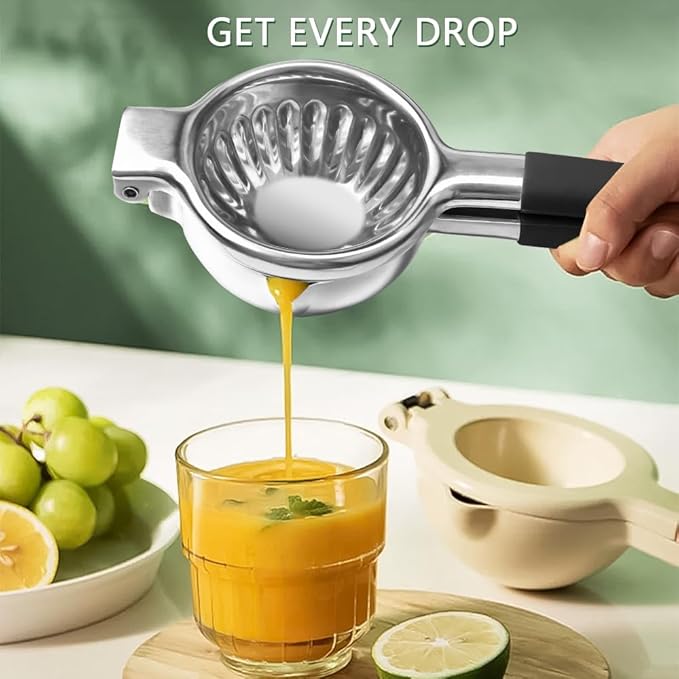Stainless Steel Lemon Squeezer Lime Lemon and Fruit Juicer with Silicone Handles Large Manual Citrus Press Juicer