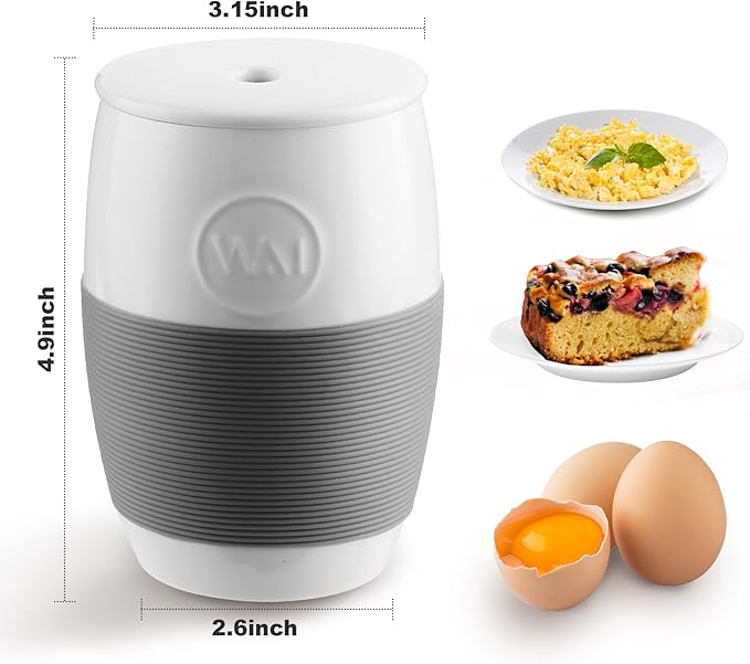 Non-Stick Ceramic Egg Cooker,Quick Scrambled Egg Maker with Silicone Sleeve for Easy Grip and Heat Protection,Microwave Egg Cooker Holds Up to 4 Eggs for Mug Cake, Muffin, Omelet
