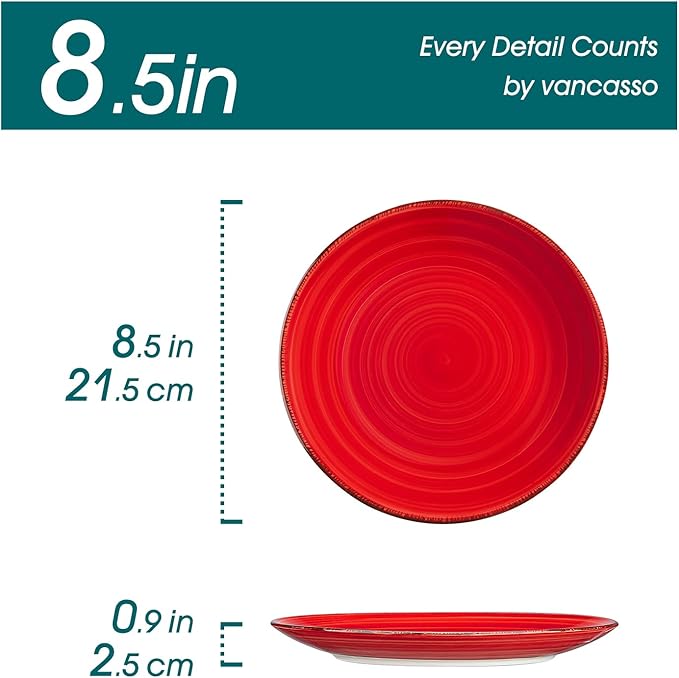 vancasso Bonita Salad Plates, 8.5 inch Colorful Small Dinner Plates Set, Ceramic Dessert Plate Serving Dishes set of 6, Microwave, Oven and Dishwasher Safe, Assorted Color