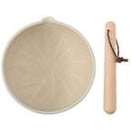 TIKUSAN Japanese Ceramic Ripple Ridge Mortar & Pestle Suribachi Bowl and Surikogi Set with Spout 7.1 inches Made in Japan (White)