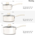 MICHELANGELO Nonstick Sauce Pan Sets, Ceramic Saucepan with Lid, Multipurpose Pot with Lid, Non-Toxic Saucepans, Induction Compatible, 3QT, White