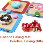 8 Inch Square Silicone Baking Mat, Set of 3 Silicone Cooking Mat for 8 Inch Cake Pan, Silicone Mat for Baking, Silicone Mat for Baking Sheet (Red, Blue, Grey)