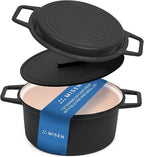 Misen 7 QT Enameled Cast Iron Dutch Oven - Chip-Resistant Enamel Coating - Thick Iron Core For Heat Retention - Large Cooking Surface - Oven Safe, Induction Compatible - Grill and Silicone Lid, Black
