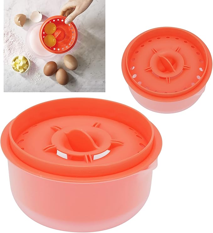 Egg Separator, Easy to, Separates up to 6 Yolks, Non, Reusable for Home Bakery (dark deep orange)