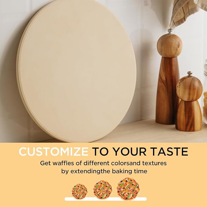 Pizza Stone for Oven and Grill, Heavy Duty Cordierite Baking Pan, Round Baking Stone for Bread, Cookie, 15 Inch
