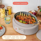 Beautiful 10-in-1 6-Quart Electric Multi-Cooker with Ceramic Coated Pot, Oven Safe to 400°F, Easy Cleanup & Multi-Function Cooking, by Drew Barrymore (Porcini Taupe)
