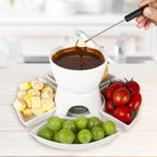 Fondue Set with 4 Dipping Bowls and 4 Forks, Ceramic Fondue Kit Premium Tea Light Porcelain Melting Pot for Cheese, Chocolate and Tapas
