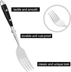 Silverware Set For 8 with Two Rivets, Vintage 40-Piece Everyday Flatware Set with Black Bakelite Handle, Stainless Steel Cutlery Set, Dishwasher Safe, Knives Spoons and Forks Set