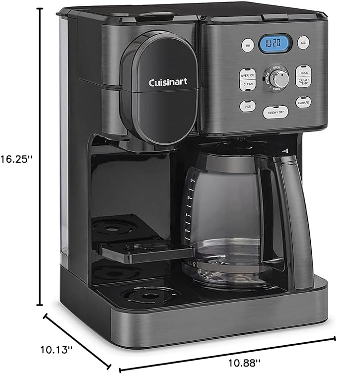 Cuisinart 12-Cup Coffee Maker, Single-Serve Brewer Glass Carafe, Automatic Hot & Iced Coffee Machine, Brew Strength Control and Brew Pause, SS-16BKS, Black Stainless Steel