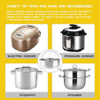 Metal Steamer Insert Steaming Rack with Handle Stainless Steel Steamer Basket Rice Cooker Steaming Basket for Kitchen Dim Sum Dumplings Bun（22cm）