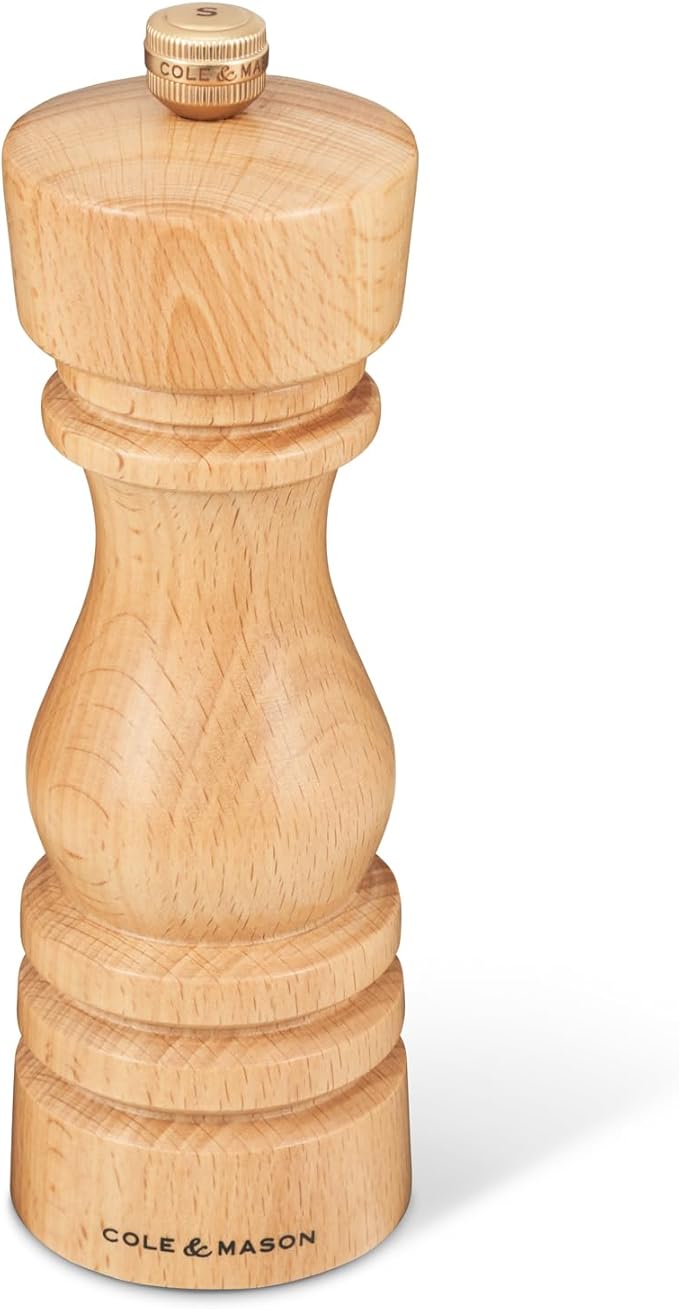 Cole & Mason London Refillable Spice Mill - Kitchen & Home Accessory - Table Salt Grinder - Salt Mill with Ceramic Mechanism - 7", Natural Beech