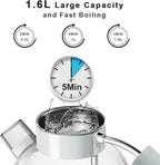 ASCOT Electric Kettle, Glass Electric Tea Kettle Gifts for Men/Women/Family 1.5L 1500W Borosilicate Glass Tea Heater, with Auto Shut-Off and Boil-Dry Protection (Polar White)