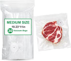 Reusable Vacuum Sealer Bags for Food Storage, 30 Pack BPA-Free (10.23 * 11 in), Freezer & Microwave Safe, Odor & Leak Resistant Vacuum Sealer Vacuum Bag