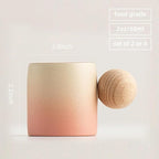 2-Oz Ceramic Espresso Cups with Wood Handle, 2/4-Piece Set for Coffee, Tea, Latte - Dishwasher Safe, Multi-Color & Wood Styles, Gift & Café Use (pink, Round Handle4)