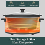 8-Quart Programmable Slow Cooker with Timer Keep Warm - Small Kitchen Appliance for Family Dinners - Serves 6+ People - Heat Settings: Keep Warm(White, Black Liner)