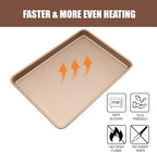 3-Pack Nonstick Carbon Steel Baking Sheet Set | Heavy Duty 0.8mm Cookie Sheets - Large 17.8"x12" & 2 Medium 15.7"x10.8" Commercial Gold Pans for Oven, Roasting & Toaster