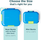 ZOKU - Bento Box with Ice Pack, Lunch Box for Kids, Easy to Carry and Clean, Freezer Pack Keeps Food Fresh, Fits Any Snack or Meal, Leakproof (Neat Bento) (Blue)