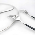 Gugrida Black Silver Flatware, Royal 20 Piece Matte Black Handle 18/10 Stainless Steel Tableware Sets for 4 Including Forks Spoons Knives, Camping Silverware Travel Utensils Set Cutlery (Black Silver)