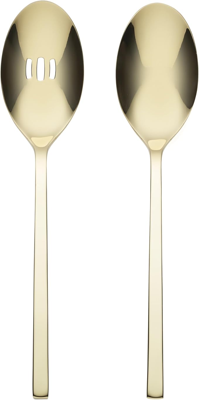 Oneida 895334 Allay Champagne Everyday Flatware 2 Piece Serving Spoon Set