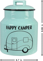 Young's Inc. Ceramic Cookie Jar - Cute Kitchen Counter Storage Canister with Lid - Perfect for Cookies, Coffee, Tea, Candy, Dog Treats, and More - Happy Camper - Mint