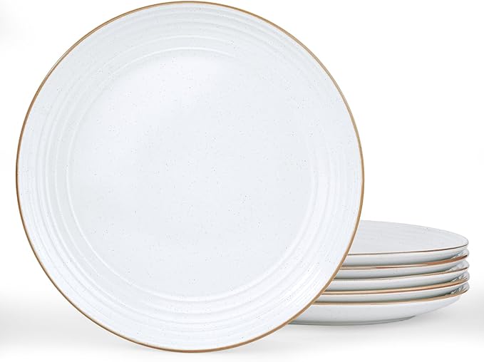 famiware Jupiter Dinner Plates Set of 6, 10.5 Inch Plate Sets, Microwave and Dishwasher Safe, Scratch Resistant, Kitchen Plates Perfect Serving Dishes, White