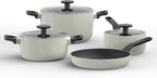 BergHOFF Leo Glints 7Pc Non-stick Ceramic Cookware Set With Glass Lid, Recycled Aluminum, CeraGreen Non-toxic Coating, Stay-cool Handle, Sage
