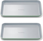 Caraway Nonstick Ceramic Small Baking Sheet Duo (9x13”) – Non-Toxic, PTFE & PFOA Free – Oven Safe – Aluminized Steel Core – Mini Sheet Pan for Baking, Roasting & More - Sage