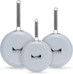 MsMk Ceramic Nonstick 8-inch, 9.5-inch and 11-inch Frying Pan Set, No PFAS & PTFE & PFOA, Stainless Steel Handle, Dishwasher & Oven Safe