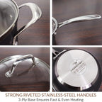 HOMICHEF 10-Piece Nickel Free Stainless Steel Cookware Set Navy Gray - Nickel Free Stainless Steel Pots and Pans Set - Healthy Non-Toxic Induction Cookware Sets