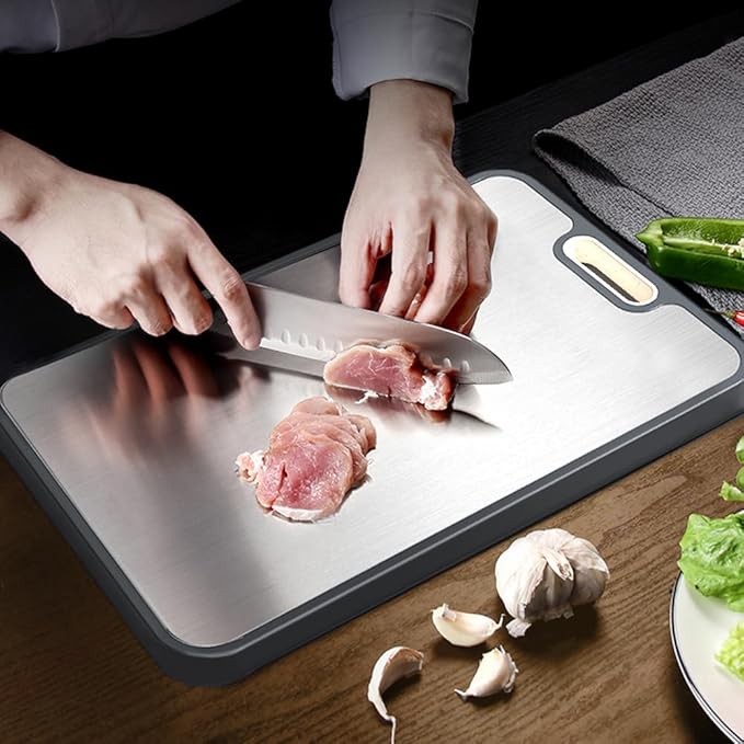 Titanium Cutting Boards for Kitchen,Double Sided Titanium & Wheat Straw PP Chopping Board for Meat, Vegetables, Fruits, Cheese,Bread, Knife Friendly,Dishwasher Safe,Easy to Clean (15.1"*10.4"*0.59")