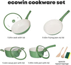 10Pcs Pots and Pans Set,nonstick Cookware Set Kitchen Cooking Set,Non-toxic Healthy Ceramic Induction Cookware Sets with firm heat-resistant handle(PFOA Free)