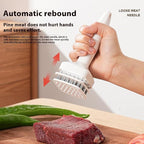 Stainless steel meat tenderizing tool, meat pounding hammer, equipped with 24 sharp needles, used for tenderizing and pounding steaks, beef, pork, chicken, grilling, and fish(White)