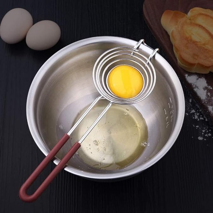 Stainless Steel Egg Yolk Separator Tool - Professional-Grade Egg White Divider with Ergonomic Handle for Baking and Cooking