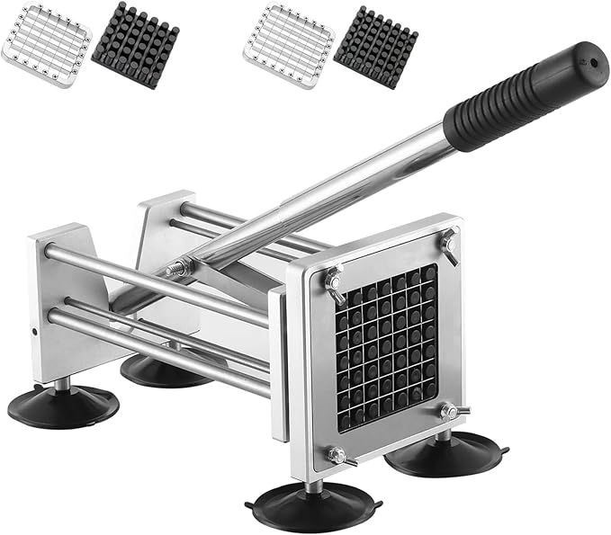 French Fry Cutter, Manual Potato Cutter with 1/2-inch and 3/8-inch blades for cutting potatoes and vegetables