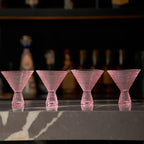 LEMONSODA Hobnail Pink/Clear Martini Glasses Vintage Cocktail Glasses (9oz) for Martini, Cocktail, Margarita, Cosmopolitan, Manhattan (Pink, Set of 6)