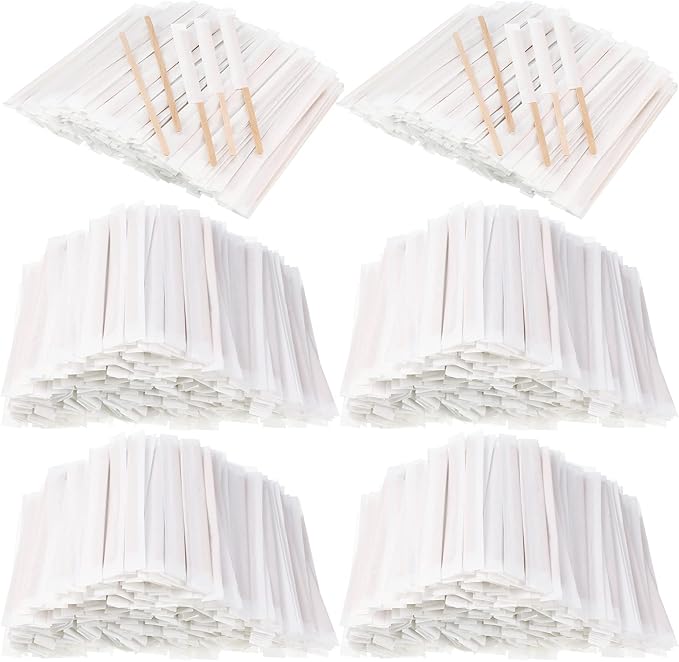 2000 Pcs Individually Wrapped Wooden Coffee Stirrers, Disposable Coffee Stir Sticks Round End Sticks Bulk Wood Stirrers for Cocktail Hot Drinks Restaurant Bar Home Office (7.5 Inch)