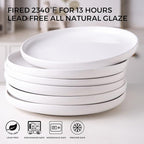 AmorArc Ceramic Plates Set of 6, 8.0 Inch Round Stoneware Salad Plates Use for Dessert, Salad, Appetizer etc,Microwave and Dishwasher Safe, Scratch Resistant Small Deep Dinner Plates-White