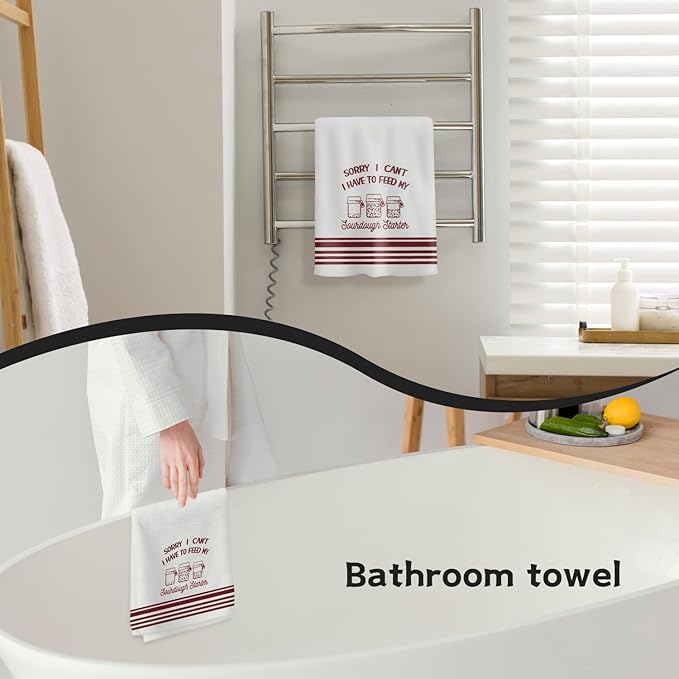 Funny Sourdough Baking Kitchen Towels, Gifts for Sourdough Bakers Tea Dish Towels for Kitchen, Baking Lover Gifts Decorative Hand Towels, 16x24 Inch Wine red