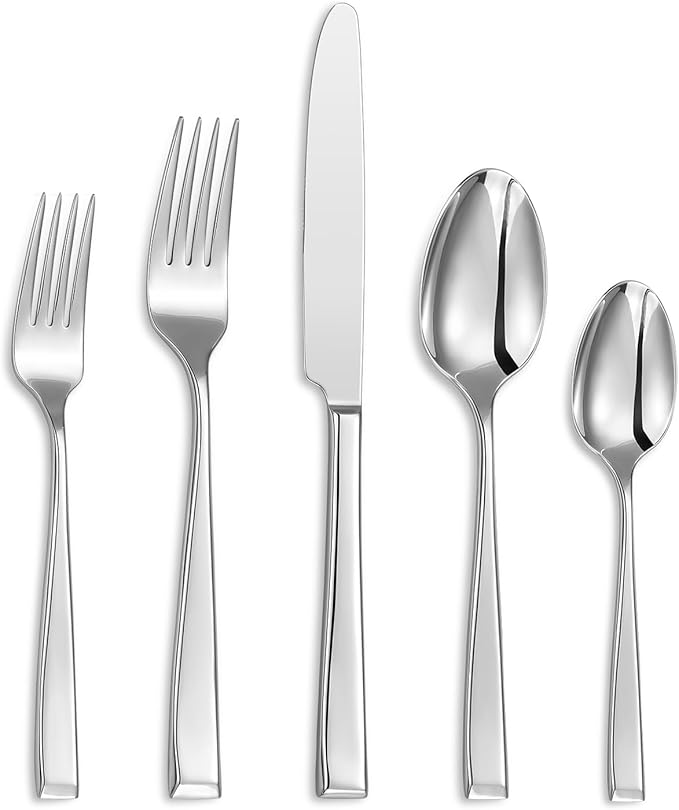 20-Piece Alexander Fine Silverware Set, Service for 4, 18/10 Stainless Steel, Well Made, Dishwasher Safe, Heavy Duty Flatware Set