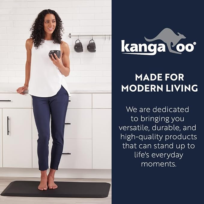 KANGAROO Thick Ergonomic Anti Fatigue Mats for Kitchen Floor, Cushioned Standing Office Desk Mat, Waterproof Scratch Resistant Topside, Supportive All Day Comfort Padded Foam Rugs, 20x32, Beige