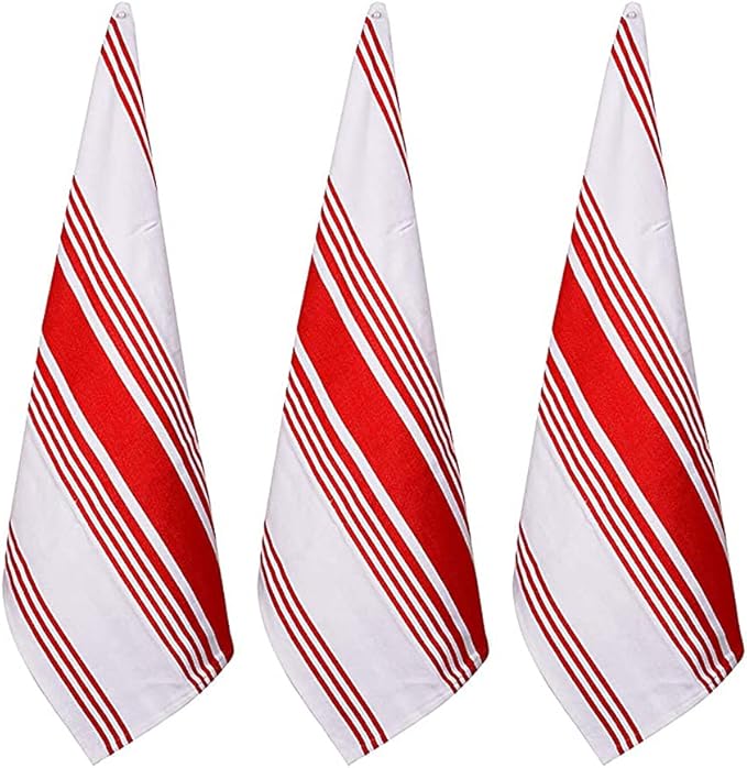 Urban Villa Kitchen Towels 100% Cotton Pack of 6, Highly Absorbent Quick Drying Super Soft Premium Dish Towels 20x30 Inch for Kitchen with Hanging Loop Hand & Tea Towels - Red/Blue/White