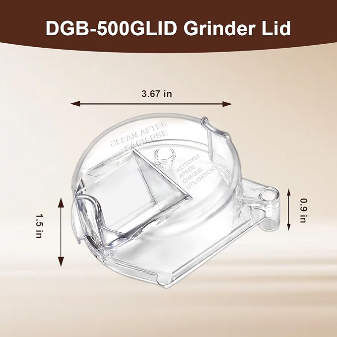 Clear Grinder Assembly Lid Compatible with Cuisinart Coffee Grinder Maker Models DGB-500 DGB-500BK DGB-600 DGB-600BCC DGB-625 Replace#: DGB-500GLID