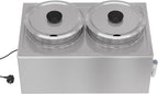 KoolMore Commercial Bain Marie Countertop Food Warmer, Soup Station, and Buffet Table Server with Two Serving Pots and Tap, Stainless-Steel Steamer with Auto Shut Off (CFW-4T), Silver