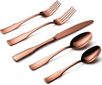 Alata Kate Rose Gold Mirror 40-Piece Silverware Set,Service for 8,Stainless Steel Flatware Set,Mirror Cutlery Set,Dishwasher Safe
