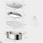Stainless Steel Fish Steamer, Poacher Steamer Pot Pan Elliptical Shape, Stockpot for Steaming Fish, Boiling Soup, Special for Induction Cooker