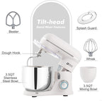 Kitchen in the Box Stand Mixer, 3.5QT Two Bowls Small Kitchen Electric Mixer, 10-Speed Portable Lightweight with Matte Finish, Egg Whisk, Dough Hook, Beater (Frost White, 3.5QT)