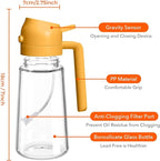 YARRAMATE 2Pcs 16oz/470ml 2 in 1 Oil Sprayer for Cooking with Stickers, Food-grade Glass Oil Spray Bottle, Oil Dispenser and Oil Sprayer for Kitchen, Salad, Frying, BBQ (White & Orange)