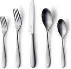 Matte Silverware Set, 18/10 Stainless Steel Satin Flatware, Modern Brushed Finish Cutlery, Dishwasher Safe & Durable, Built to Last (40-Piece, Fidenza Hammered)